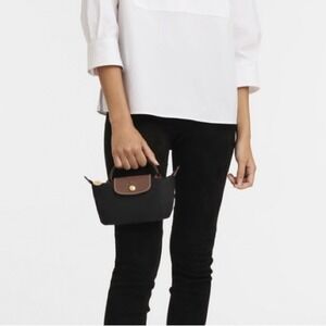 Le Pliage Original Pouch handle Black Recycled canvas bag wallet phone holder